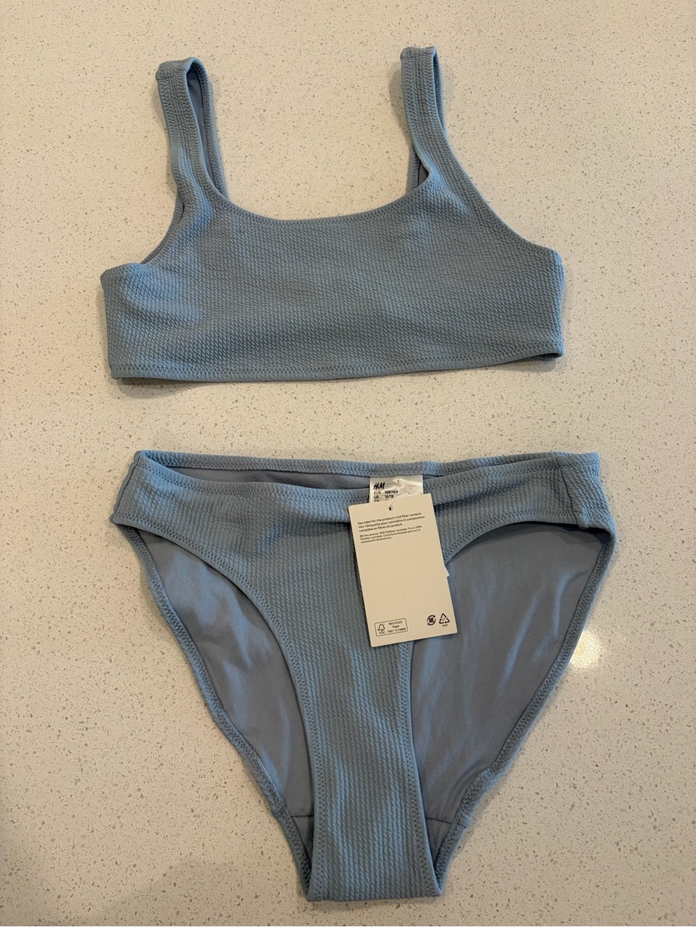 H&M Light Blue Textured Bikini Set